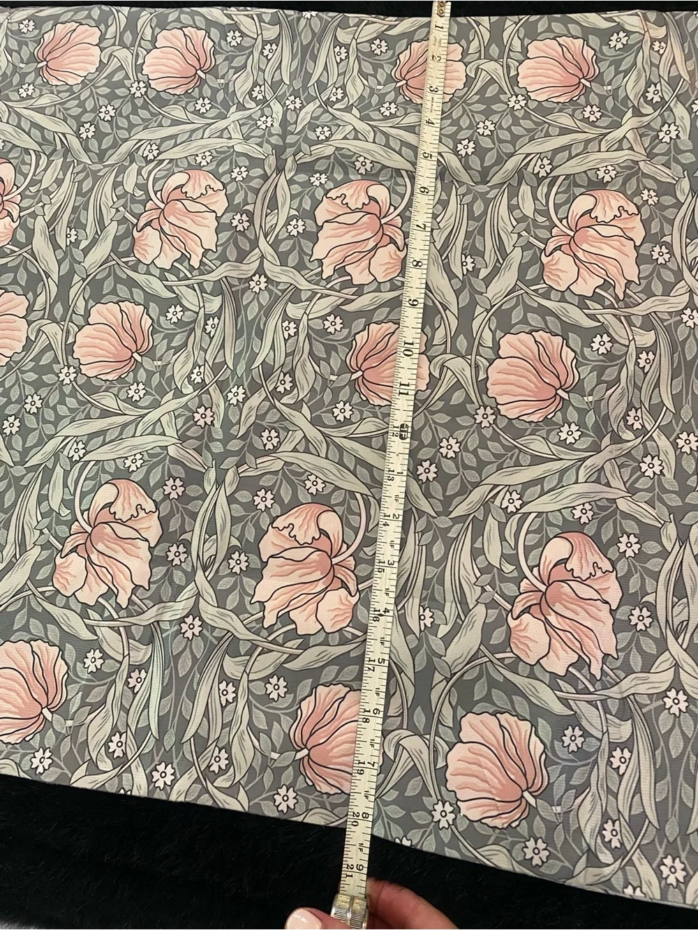 Soft Peach Floral large bolster casing on Sage-Grey Background -insert needed.